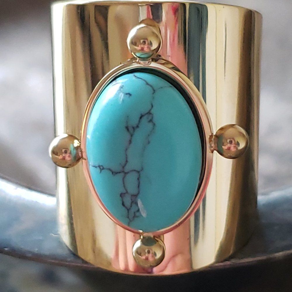 New! FP Starline Mojave Gold Turquoise Ring - Picture 12 of 15